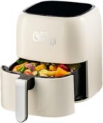 Charmi 5QT Air Fryer – Beautiful Retro Design, Stylish Countertop Look, Safe Auto Shutoff, Digital Touchscreen, 8 Cooking Presets, Digital Recipes Included(Cream White) - Image 2