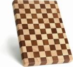 Checkered Acacia Wood Cutting Board for Kitchen, 16"L x 11"W x 1"Th – Large Butcher Block Cutting Board, Wooden Chopping & Charcuterie Board for Meat, Fruit, Cheese & Vegetables - Image 2