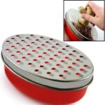 Cheese Grater Citrus Lemon Zester with Food Storage Container & Lid - Perfect For Hard Parmesan Or Soft Cheddar Cheeses, Ginger, Vegetables, Butter, Chocolate & Nutmeg (Red) - Image 2