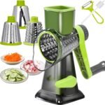 Cheese Grater Rotary Cheese Grater,Versatile Cheese Shredder,Blades for Shredding, Grating, Slicing,Cheese Shredder with Suction Base and Cleaning Brush Kitchen Gift (green) - Image 2