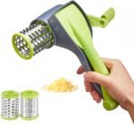 Cheese Grater with Handle, Kitchen Parmesan Cheese Grater with 2 Stainless Steel Drums, Rotary Cheese Graters Handheld for Grating and Shredding Hard Cheese, Chocolate - Image 2