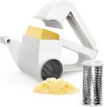 Cheese Grater with Handle, Rotary Cheese Grater,Vegetable, Chocolate, Hard Cheese & Nut Grater,White - Image 2