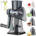 Cheese Grater,Rotary Cheese Grater with Handle, Multifunctional Rotary Cheese Shredder Effortlessly Grates Cheese, Vegetables, and Fruits (Blue) - Image 2