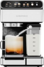 Chefman CaféMaster Pro Espresso Machine, Brew Single or Double Shots, Coffee Maker with Built-In Milk Frother for Cappuccino & Latte, XL 1.8 Liter Removable Water Reservoir - Stainless Steel - Image 2