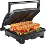 Chefman Panini Press Grill and Gourmet Sandwich Maker Non-Stick Coated Plates, Opens 180 Degrees to Fit Any Type or Size of Food, Stainless Steel Surface and Removable Drip Tray, 4 Slice, Black - Image 2