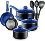 Chef's Star Pots And Pans Set Kitchen Cookware Sets Nonstick Aluminum Cooking Essentials 11 Pieces Blue - Image 2