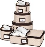China Storage Containers 5-Piece Set Moving Boxes for Dinnerware, Glasses, Plates, Mugs and Saucers Sturdy Quilted Microfiber Dish Organizer with Dividers for Seasonal Storage - Holds Set of 12 - Image 2