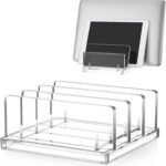 Chunful Adjustable Vertical Laptop Stand for Desk, Acrylic 3 Slot Laptop Holder Desktop, Invisible Desktop Notebook Dock for Notebook Computer, All Gaming Laptops up to 17'' - Image 2