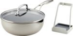 Circulon Infinity Pan with ScratchDefense Nonstick Cookware, Induction Suitable, Dishwasher Safe with Multipurpose Tool Holder and Lid, 9.5 Inch (3.2-Quart), Multipan, Metal Utensil Safe - Platinum - Image 2