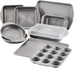Circulon Total Nonstick Bakeware Set with Nonstick Bread Pan, Cookie Sheet, Baking Pan, Baking Sheet, Cake Pan and Muffin/Cupcake Pan - 10 Piece, Gray - Image 2