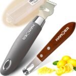 Citrus Lemon Zester & Channel Knife Tool for Kitchen Bar, Stainless Steel Blade, Ergonomic Design, Wooden Handle & Rubber & Plastic Handle Set Tool - Image 2