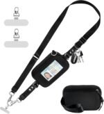 Clip and Go Strap for Phone with Wallet Crossbody Phone Lanyard Adjustable and Detachable RFID Wristlet Wallet with ID Window and Zipper, Black - Image 2