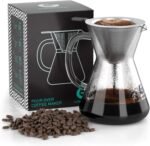 Coffee Gator Pour Over Coffee Maker - 14oz High Heat Borosilicate Glass with Reusable Stainless Steel Filter, Drip Coffee Brewer Pourover Dripper Set Carafe, 400ml Clear - Image 2