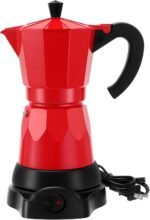 Coffee Pot 6 Cup Electric Espresso Coffee Maker Italian Moka Maker 300ml Portable Aluminum Espresso Machine Cafetera Moka Pot with Detachable Base, Gift for Home Travel(Red) - Image 2