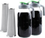 Cold Brew Coffee Maker 64 Oz Mason Jar Iced Tea Pitcher With Strainer 2 Set Half Gallon Glass Pitcher With Spout Lid 2 Quar Water Jug For Fridge Beverage, Sun Tea, Hot Cold Brew, Lemonade, Juice - Image 2