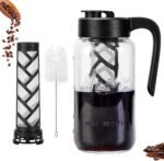 Cold Brew Coffee Maker Glass, Airtight & Leakproof Mason Jar Pitcher with Cold Brew Filter, 64 oz Glass Pitcher with Lid for Iced Coffee, Lemonade, Ice Tea - Image 2