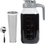 Cold Brew Coffee Maker Pitcher, 64 OZ Heavy Duty Glass Wide Mouth Mason Jar Pour Spout Airtight Lid with Stainless Steel Infuser Filter for Iced Coffee, Ice Tea, Brewed Making - Image 2