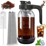 Cold Brew Coffee Maker,64 oz Mason Jar Pour Spout Lid, Coffee Carafe,Refillable Stainless Steel Filter,Non-slip Silicone Sleeve for Glass Pitcher, For Home Baristas & Coffee Enthusiasts - Image 2
