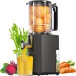Cold Press Juicer, 5.5inch Wide Feed Chute Juicer Machine, Slow Masticating Juicer for Whole Vegetables & Fruits, Gray - Image 2