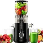 Cold Press Juicer Machines, 5.3” Large Feed Chute Slow Masticating Juicer for Whole Fruits & Vegetables, Easy Clean, 300W Quiet Juice Extractor, 99% High Juice Yield, Black - Image 2