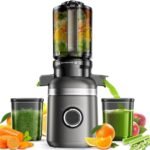 Cold Press Juicer Machines for Whole Vegetables & Fruits, Slow Masticating Juicer Maker with Wide Feed Chute, High Juice Yield, Easy to Clean, Gray - Image 2