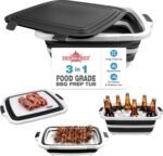 Collapsible BBQ Prep Tub for Meal Prep, Marinating, and Food Storage - Includes Cutting Board and Locking Lid,Ideal Gifts for Christmas,Dad,mother (X-Large) Black - Image 2