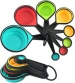 Collapsible Measuring Cups and Spoons Set, 8 Pieces, Silicone, Adjustable for Kitchen, Camping - Image 2