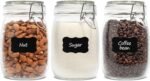 ComSaf Airtight Glass Canister Set of 3 with Lids 34oz Food Storage Jar Round - Storage Container with Clear Preserving Seal Wire Clip Fastening for Kitchen Canning Cereal,Pasta,Sugar,Beans,Spice - Image 2