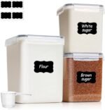ComSaf Flour Sugar Storage Containers Set of 3 (5.2L/5.5Qt) (2.5L/2.6Qt*2), Large Airtight Food Storage Containers with Lids, Plastic Canisters Sets for Kitchen, Pantry Organizers for Rice and Baking - Image 2