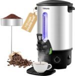 Commercial Coffee Urn, 110 Cup 1300W Hot Water Urn, 16L Large Coffee Maker, Dual Wall Stainless Steel Pot Hot Beverage Dispenser with Filter Basket & Temp Control for Catering, Business, Party - Image 2