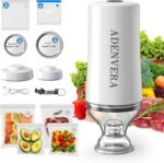 Compact Vacuum Sealer for Food — Mason Jar Vacuum Sealer Kit & Handheld Electric Sealer with 10 Reusable Bags & 10 Mason Jar Lids, Portable Rechargeable, Smart Auto-Stop, White - Image 2