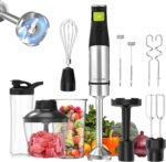 Consciot 10-in-1 Immersion Blender Handheld Max 1100W with Entire Stainless Steel Blender Shaft, Trigger Speed Control, 800ml Beaker, 600ml Chopper, Beaters, Frothers, Hooks, Masher, Whisk & 600ml Cup - Image 2