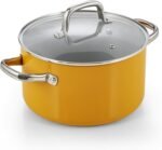 Cook N Home Non Stick Stock Pot with Lid, 6-Quart Hard Anodized Ceramic Nonstick Gumbo Pasta Pot, Induction Cookware Stockpot for Cooking, Canning, Sauce, Ollas para Cocina, Yellow - Image 2
