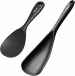 Cooking Spoon and Rice Scooper Set for Nonstick Cookwares, Heat Resistant- Seamless Design, Great for Cooking, Serving, Mixing, Scoop, and Scrape,2 Pack, Black - Image 2