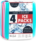Cool Coolers by Fit & Fresh 4 Pack Slim Ice Packs, Quick Freeze Space Saving Reusable Ice Packs for Lunch Boxes or Coolers, Multi Colored - Image 2