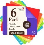 Cooler Kitchen Extra Thick Flexible Plastic Cutting Board Mats with Food Icons & EZ-Grip Waffle Back, (Set of 6) Dishwasher Safe - Image 2