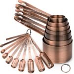 Copper Measuring Cups and Spoons Set 17 for Dry & Liquid, Metric & Us Stainless Steel Measuring Cups and Spoons Set with Leveler for Kitchen & Baking with 3/4 & 2/3 Measurer Cup - Image 2