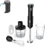 Cordless Hand Blender, UTALENT Variable Speed Immersion Blender Rechargeable, with 500ml Chopper, 600ml container, Egg Whisk, for Smoothies, Baby Food and Soups – Black - Image 2