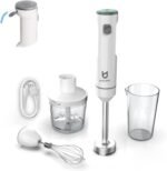 Cordless Hand Blender, UTALENT Variable Speed Immersion Blender Rechargeable, with 500ml Chopper, 600ml container, Egg Whisk, for Smoothies, Baby Food and Soups – White - Image 2