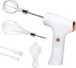Cordless Hand Mixer, Handheld Electric Whisk with 3 Speed Modes, Hand Held Egg Beater with 2 Detachable Stir Whisks (White) - Image 2