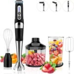 Cordless Immersion Blender: 4-in-1 Rechargeable Electric Hand Blender, 21-Speeds & 3-Angle Adjustable with 700ml Chopper, 700ml Beaker, Egg Whisk and Beater for Smoothies, Soup, Baby Food (Black) - Image 2