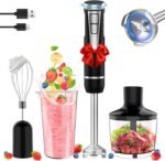 Cordless Immersion Blender Handheld, 4-in-1 Cordless Hand Blender with 500ml Chopper, 600ml Beaker & Egg Whisk, 8 Speeds, USB Rechargeable Handheld Blender Cordless – Smoothies, Baby Food (Black) - Image 2