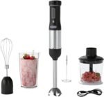 Cordless Immersion Hand Blender, 5-in-1 Variable Speed blender handheld,Rechargeable with 2000mAh Battery, BPA-Free & Dishwasher-Safe Accessories:700ml Beaker,Chopper,Whisk & Milk Frother,Black - Image 2