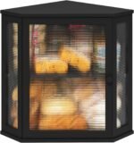 Corner Bread Box for Kitchen Counter, Bamboo Wood Large Capacity Bread Storage Bin with Acrylic Wavy Door Panel (Black, Extra Large) - Image 2