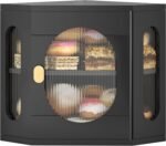 Corner Bread Box for Kitchen Countertop, Large Wooden Bread Box, Double Layer Bread Storage Bin, Bamboo Breadbox for Homemade Bread, Farmhouse Kitchen Organizer with Acrylic Window, Black - Image 2