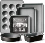Country Kitchen Nonstick Stackable Bakeware Set - Durable, Easy Release Baking Set, Black, 6 Pcs - Image 2