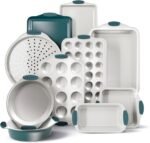 Country Kitchen Nonstick Stackable Bakeware Set - Heavy Duty, Durable, Easy Release Baking Set, Sage, 10 Pcs - Image 2