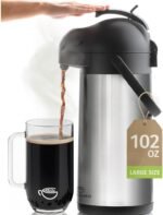 Cresimo Coffee Carafe with Pump - 102oz / 3L Airpot 12 Hours Large Hot Water Carafe, Cocoa Dispenser for Parties - Tea Flask, Insulated Stainless Steel Airpots for Hot Beverage Dispenser -Coffee Pump - Image 2