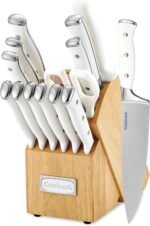 Cuisinart 15-Piece Knife Set with Block, High Carbon Stainless Steel, Forged Triple Rivet, White, C77WTR-15P - Image 2