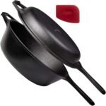 Cuisinel Cast Iron Skillet + Lid - 2-In-1 Multi Cooker - Deep Pot + Frying Pan - 3-Qt Dutch Oven - Pre-Seasoned Oven Cookware - Works for Bread, Indoor/Outdoor, Grill, Stovetop and Induction - Image 2